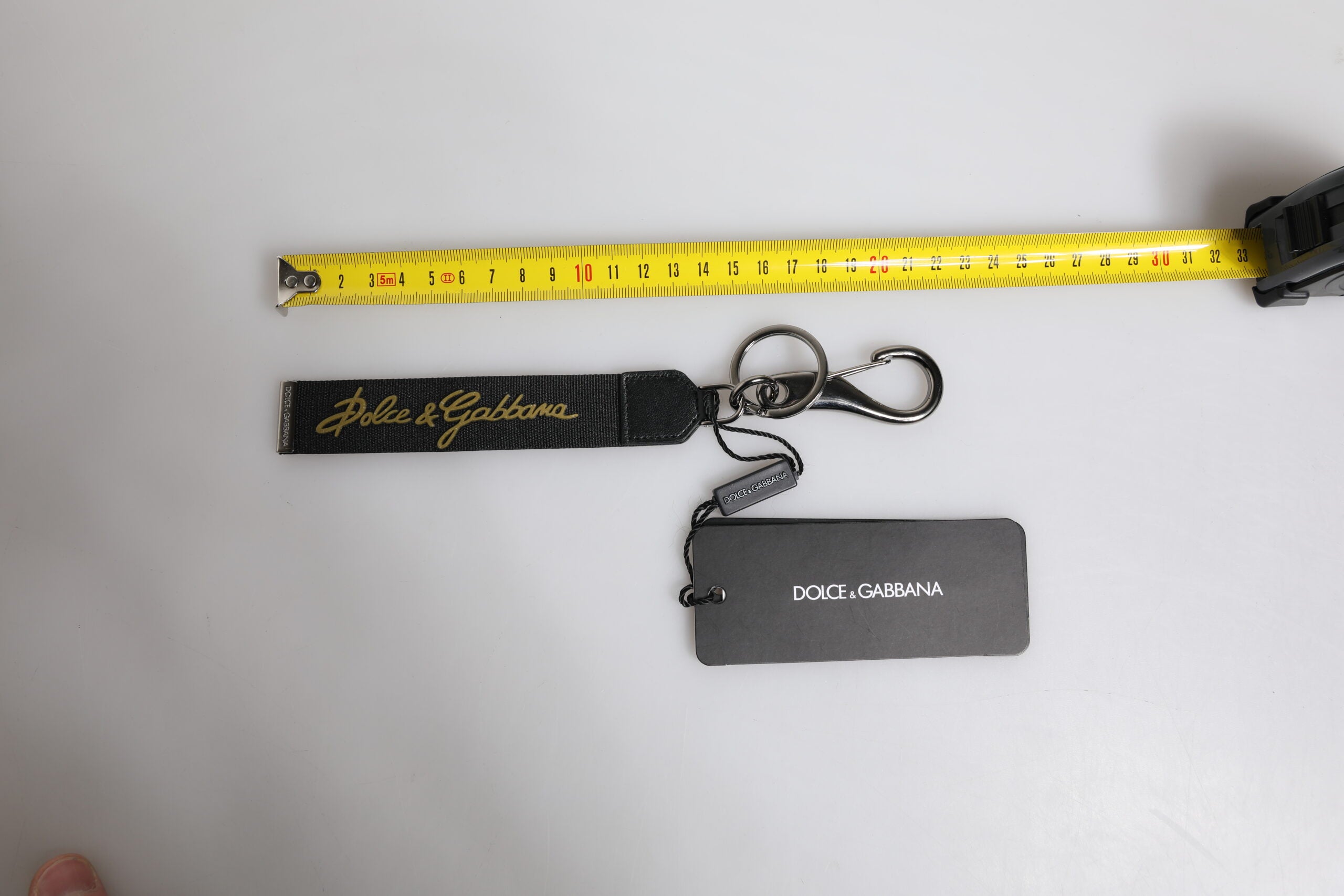 Dolce & Gabbana Dolce & Gabbana Black Logo Nylon Silver Brass Men Holder Keychain Men's Keyring