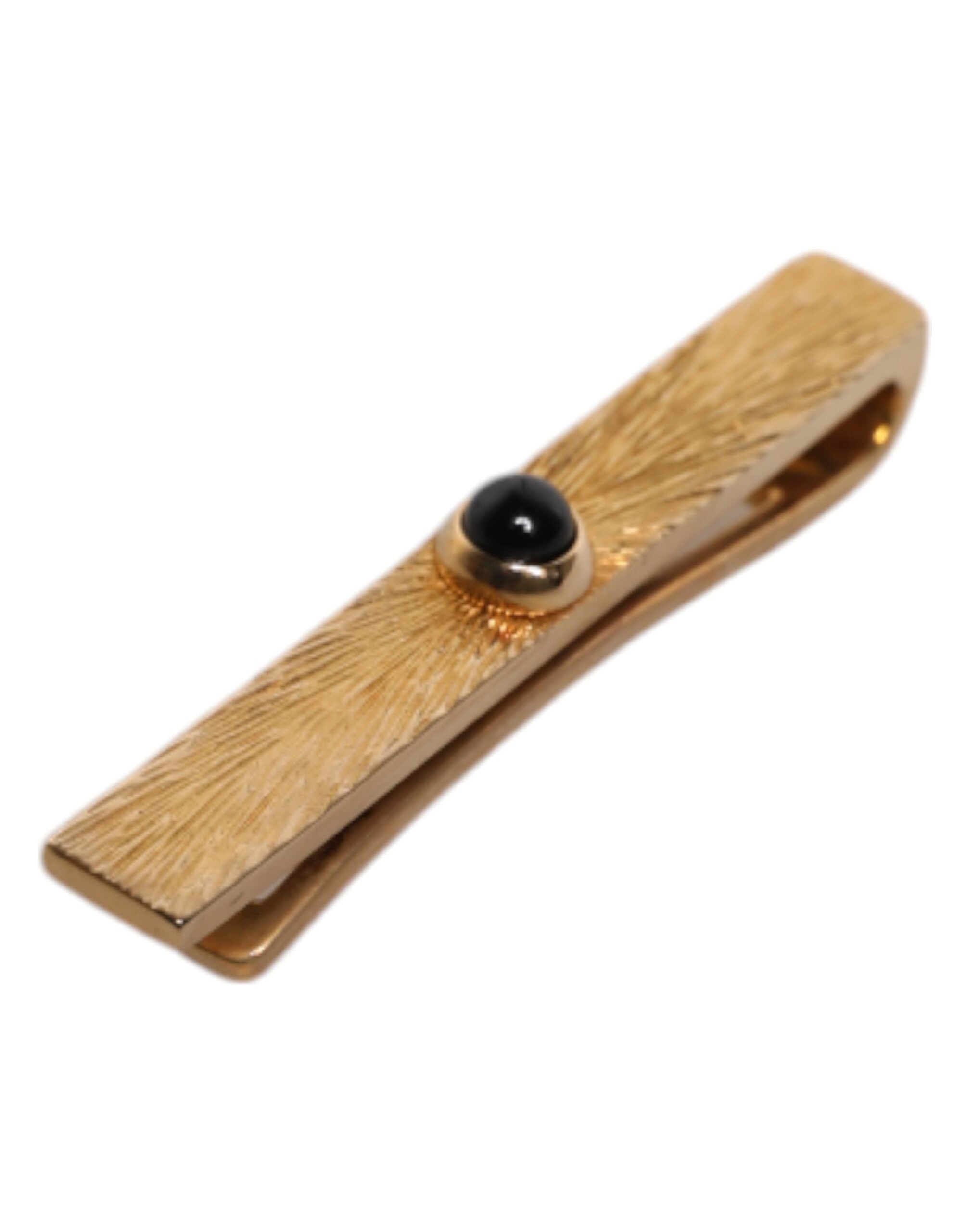 Dolce & Gabbana Dolce & Gabbana Black Sapphire Gold Tone Brass Tie Clip Men's Bar