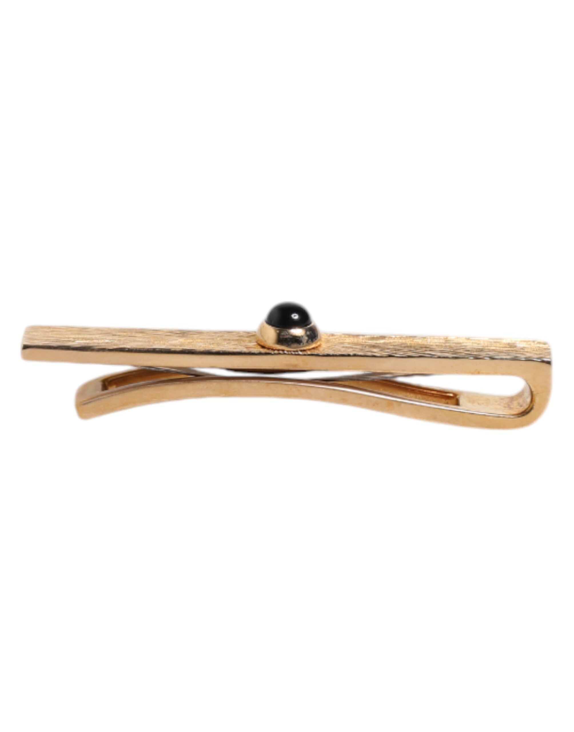 Dolce & Gabbana Dolce & Gabbana Black Sapphire Gold Tone Brass Tie Clip Men's Bar