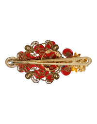 Dolce & Gabbana Dolce & Gabbana Multicolor Spring CARRETTO Gold Brass Crystal Hair Women's Clip