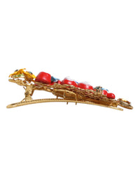 Dolce & Gabbana Dolce & Gabbana Multicolor Spring CARRETTO Gold Brass Crystal Hair Women's Clip