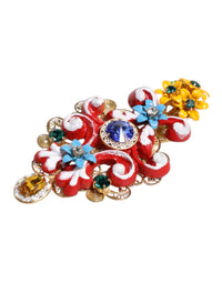 Dolce & Gabbana Dolce & Gabbana Multicolor Spring CARRETTO Gold Brass Crystal Hair Women's Clip
