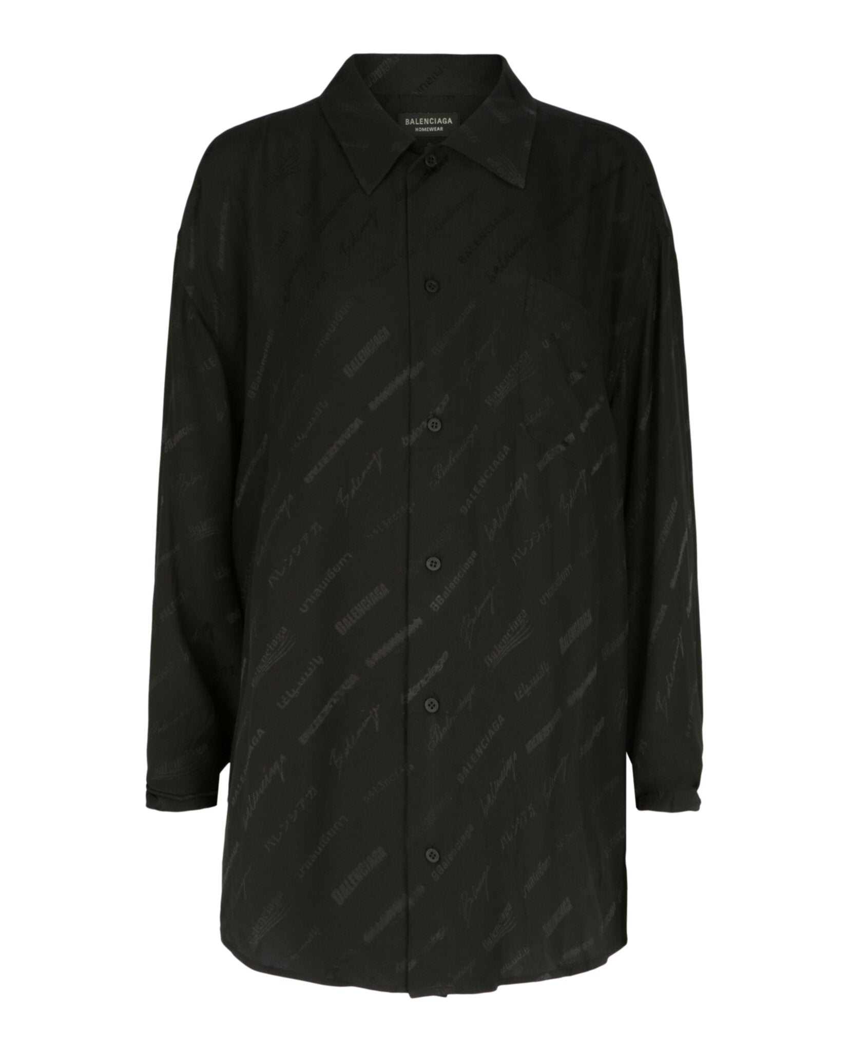 Balenciaga Balenciaga Womens Minimal Logomania Long-Sleeve Silk Shirt