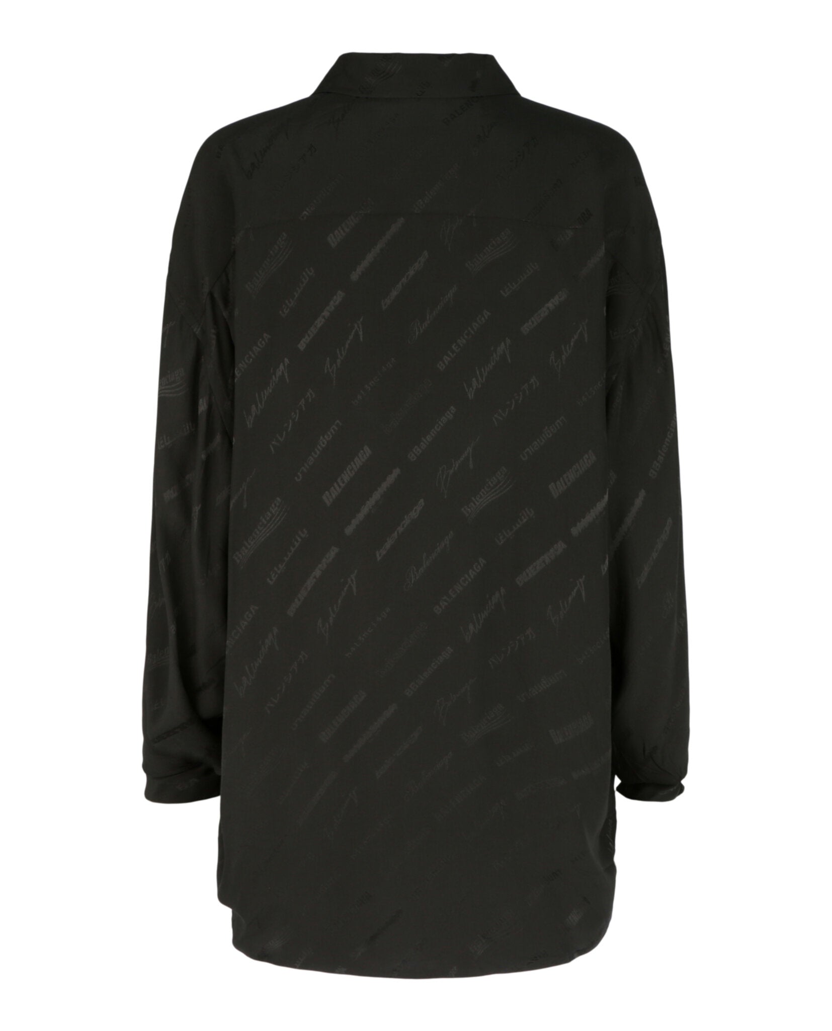 Balenciaga Balenciaga Womens Minimal Logomania Long-Sleeve Silk Shirt