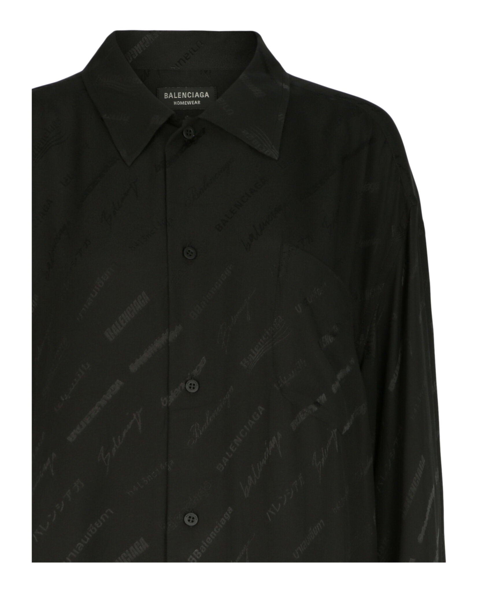 Balenciaga Balenciaga Womens Minimal Logomania Long-Sleeve Silk Shirt