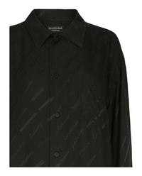 Balenciaga Balenciaga Womens Minimal Logomania Long-Sleeve Silk Shirt