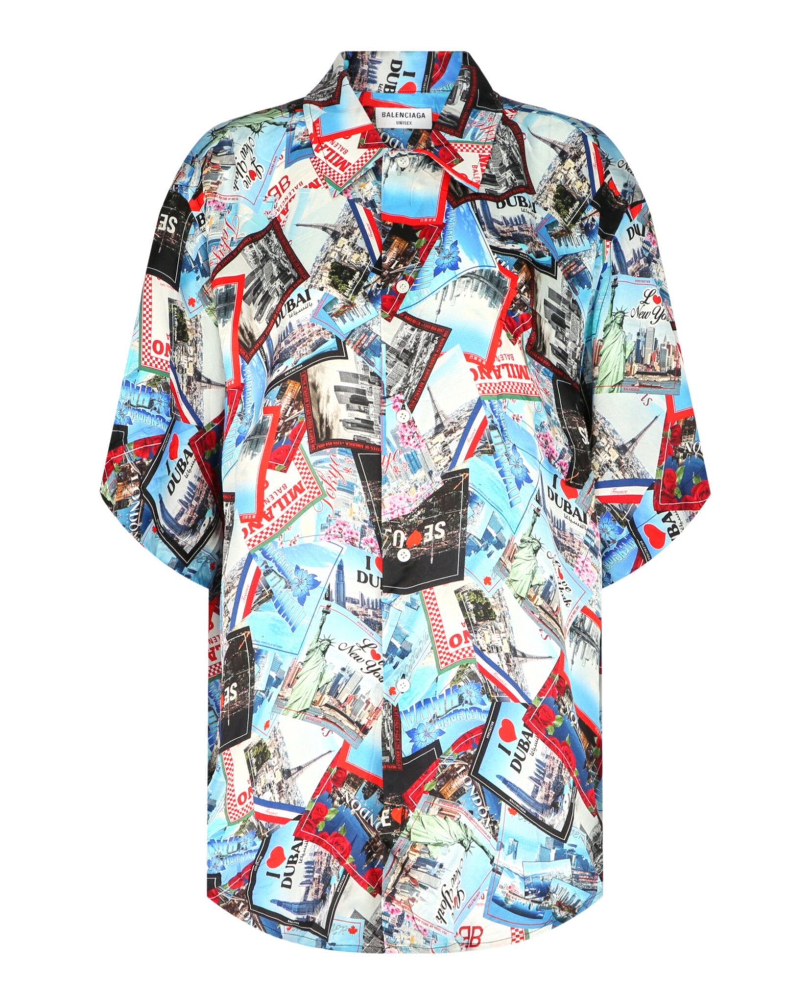 Balenciaga Balenciaga Womens Mix Scarves Silk Short-Sleeve Shirt