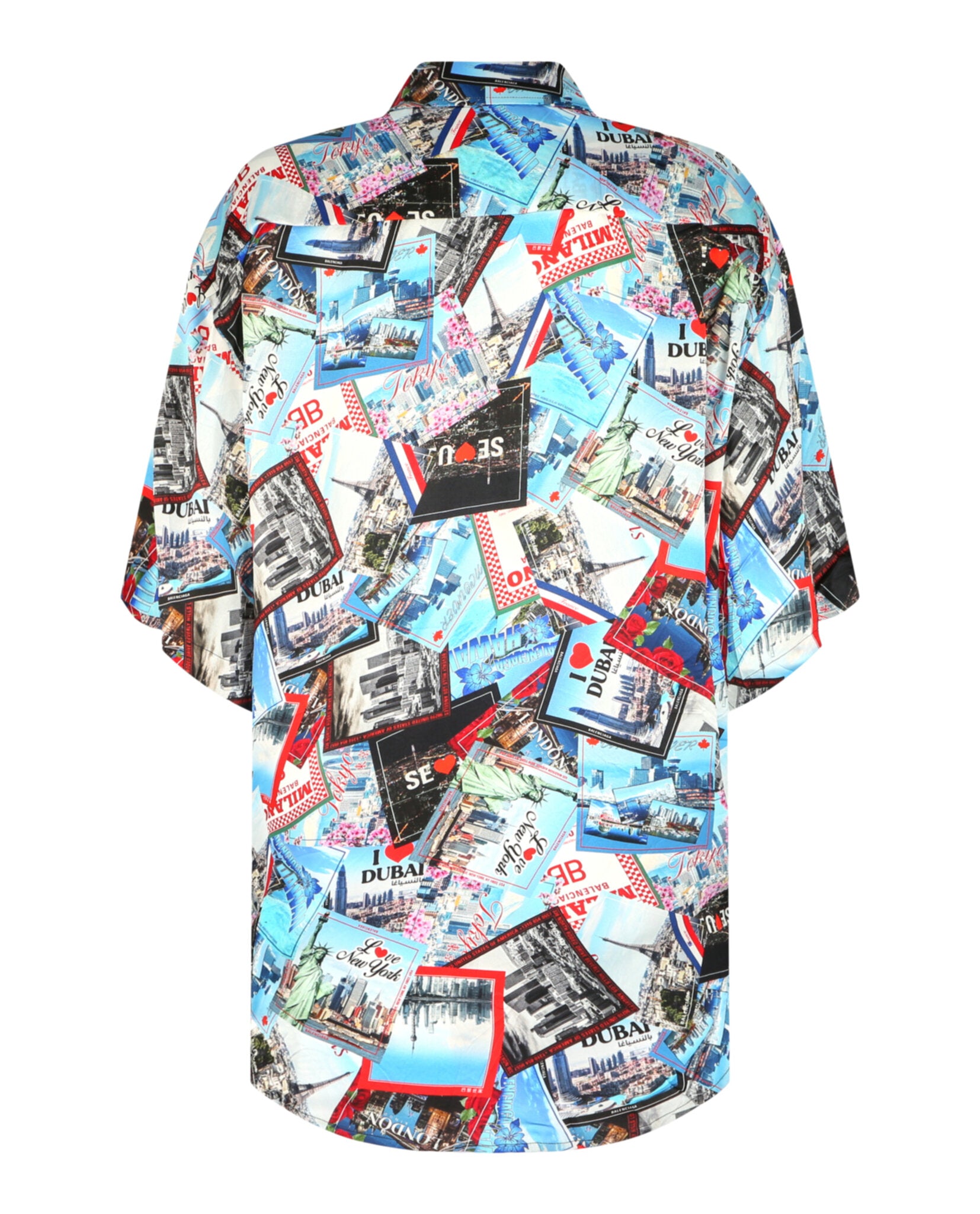 Balenciaga Balenciaga Womens Mix Scarves Silk Short-Sleeve Shirt