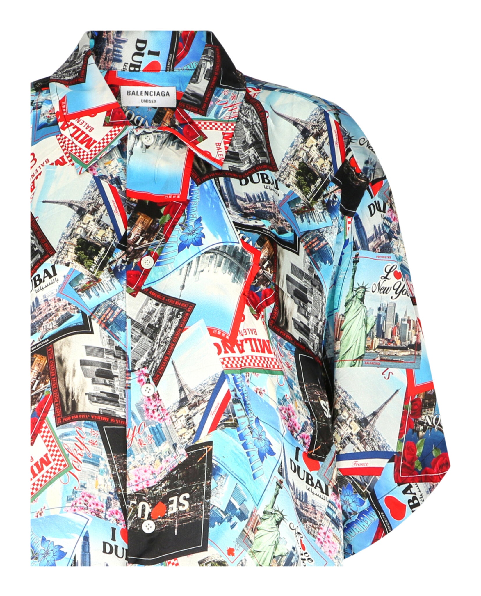 Balenciaga Balenciaga Womens Mix Scarves Silk Short-Sleeve Shirt