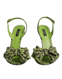 Dolce & Gabbana Green Python Leather Heels Sandals Women's Shoes