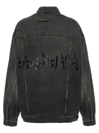 Balenciaga Women Denim Jacket With Used Effect