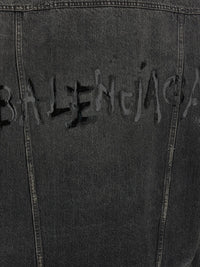 Balenciaga Women Denim Jacket With Used Effect