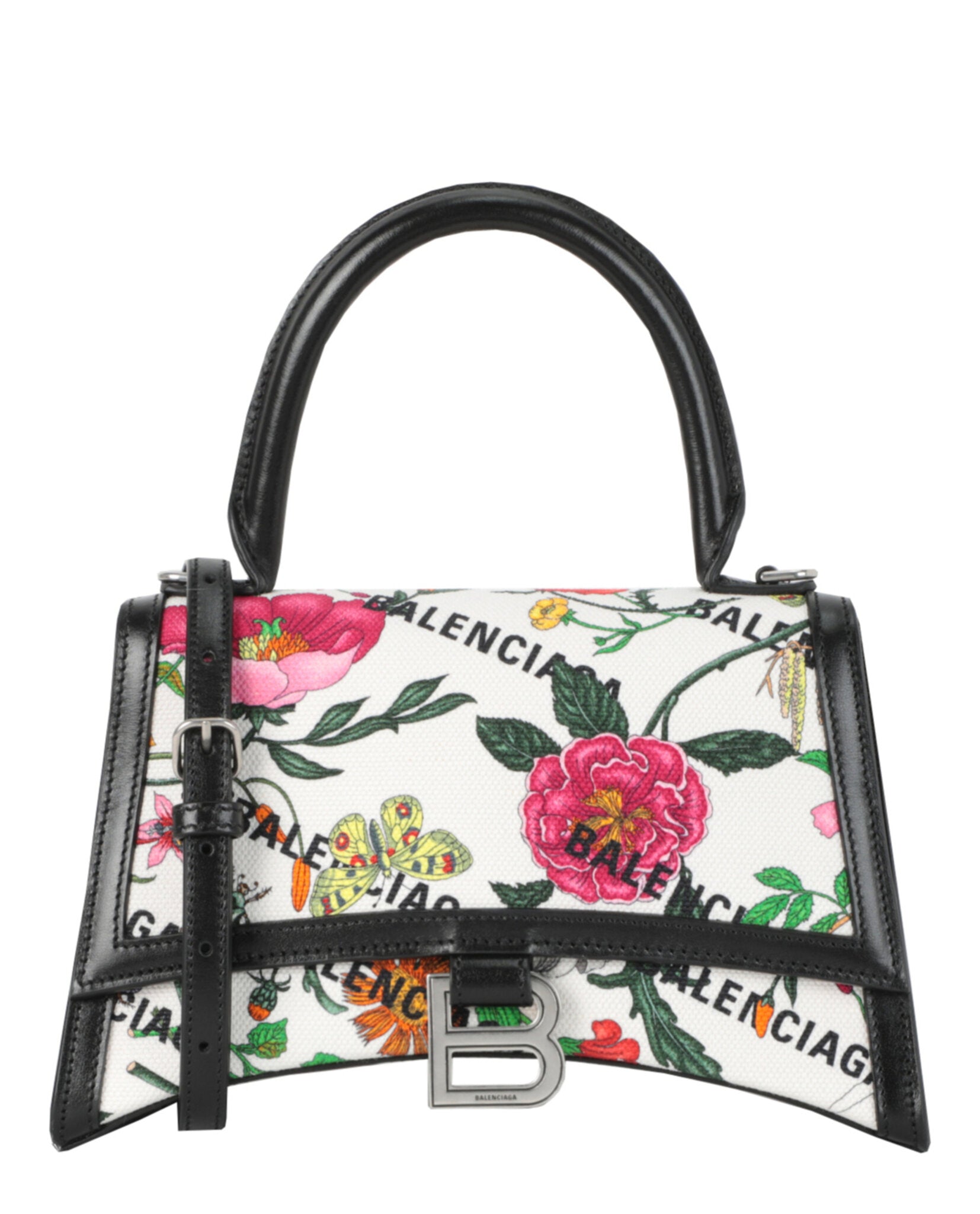 Gucci Womens X Balenciaga Small Flora Hourglass Shoulder Bag
