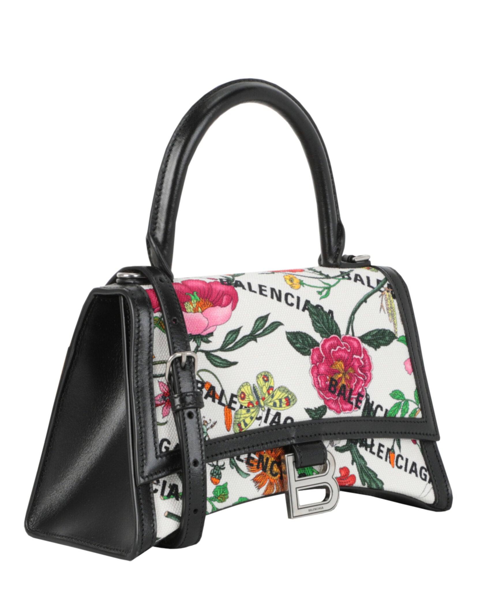 Gucci Womens X Balenciaga Small Flora Hourglass Shoulder Bag