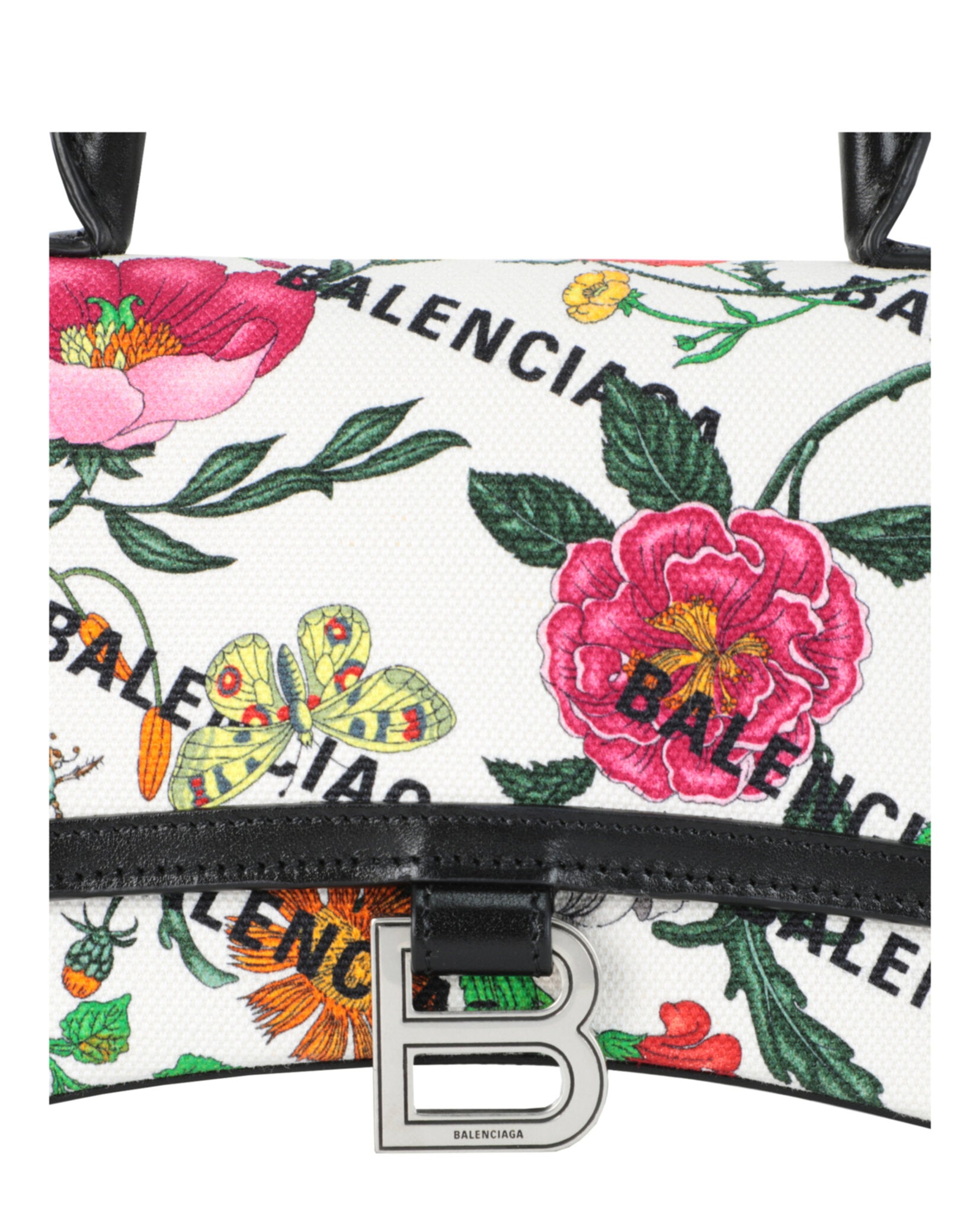 Gucci Womens X Balenciaga Small Flora Hourglass Shoulder Bag
