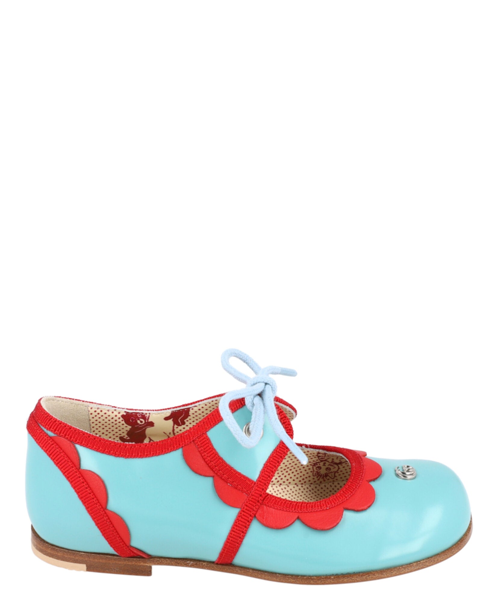Gucci Girls Scalloped-Trim Dress Shoes Light Blue