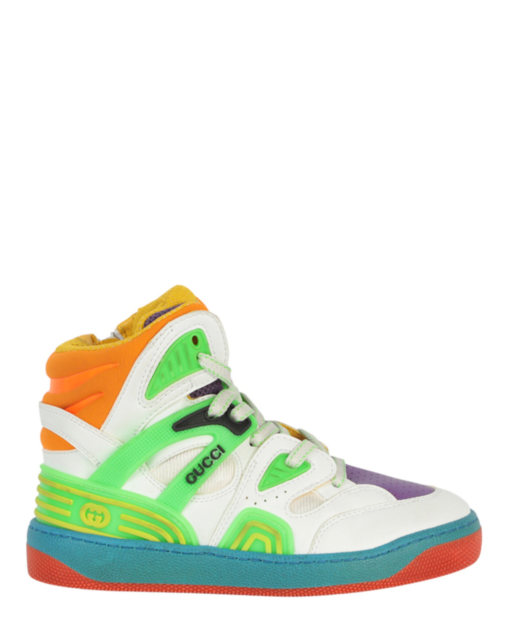 Gucci Unisex-Child Basket Leather High-Top Sneakers Multi