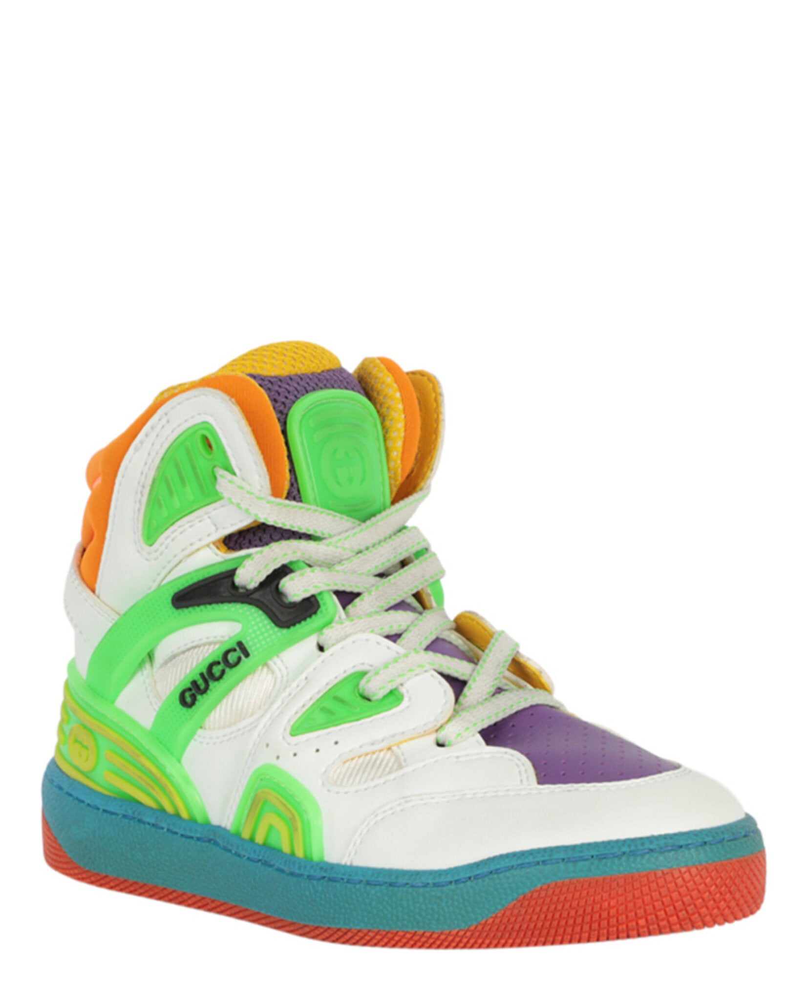 Gucci Unisex-Child Basket Leather High-Top Sneakers