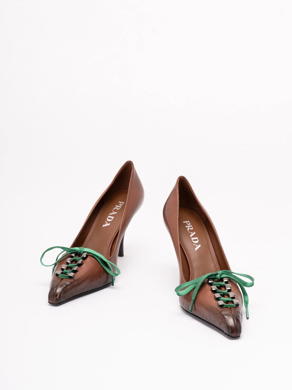 Prada Women Antiqued Leather Pumps