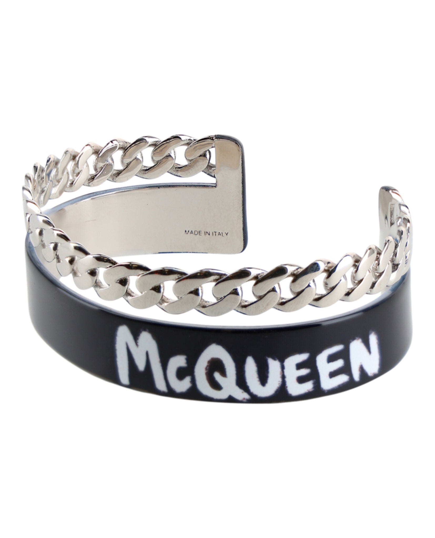 Alexander McQueen Mens Graffiti Open Cuff Bracelet