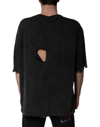 Dolce & Gabbana Black Graphic Print Cotton Crew Neck Men's T-shirt