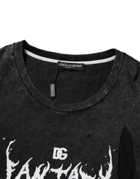 Dolce & Gabbana Black Graphic Print Cotton Crew Neck Men's T-shirt