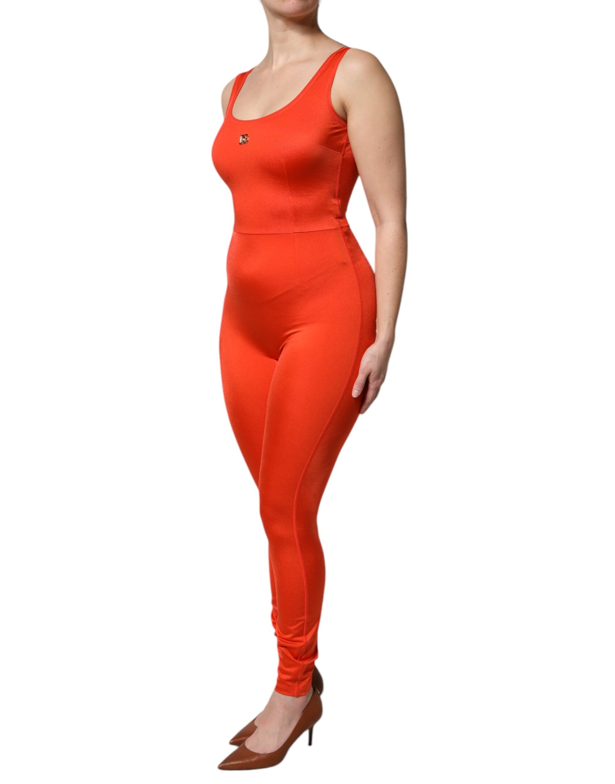 Dolce & Gabbana Dolce & Gabbana Orange Sleeveless Bodycon Jumpsuit Women's Dress