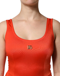 Dolce & Gabbana Dolce & Gabbana Orange Sleeveless Bodycon Jumpsuit Women's Dress