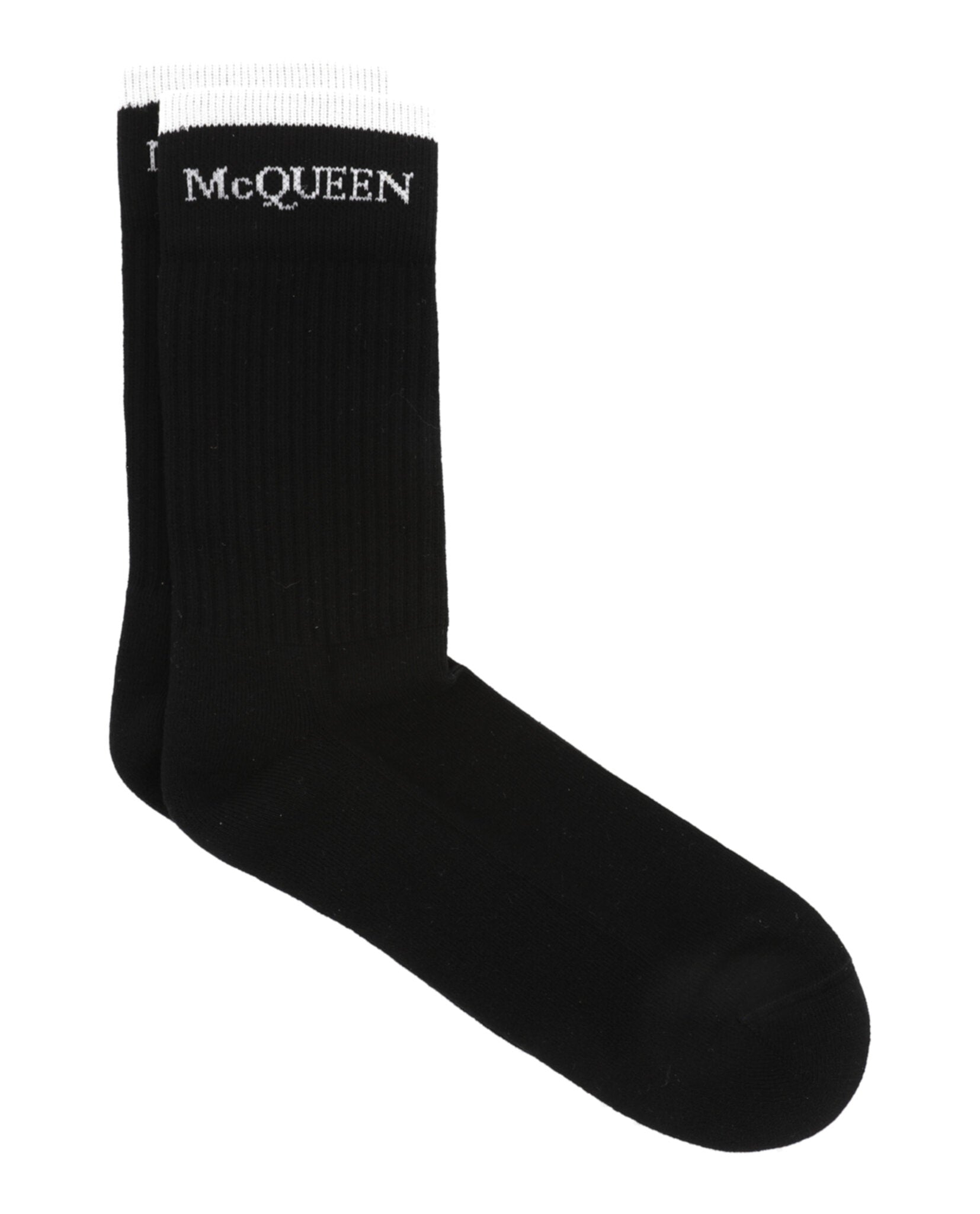 Alexander McQueen Mens Foldover Signature Knit Socks