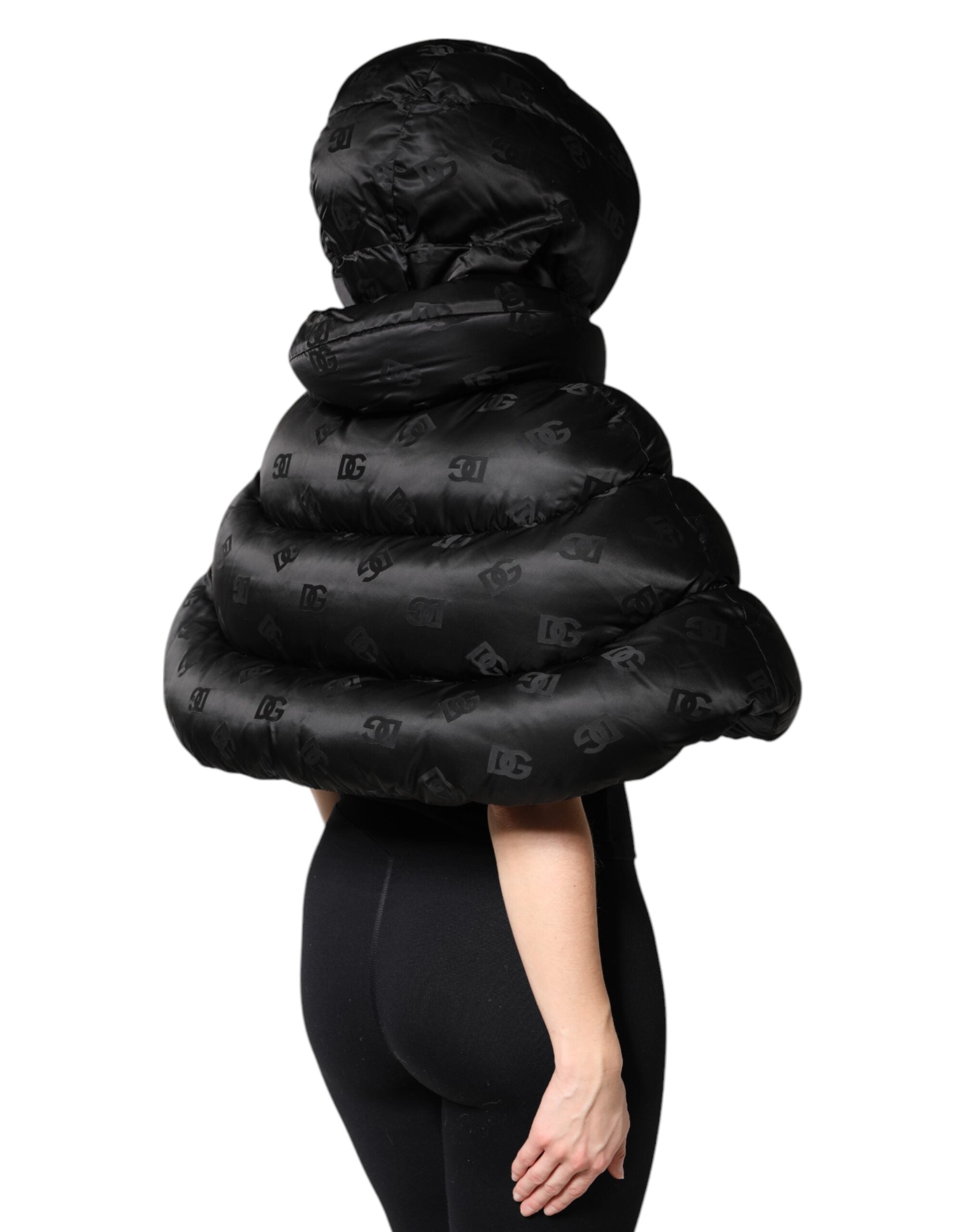 Dolce & Gabbana Dolce & Gabbana Black Padded Puffer Hooded Full Zip Cropped Women's Jacket