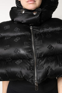 Dolce & Gabbana Dolce & Gabbana Black Padded Puffer Hooded Full Zip Cropped Women's Jacket