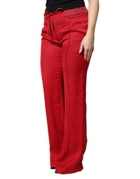 Dolce & Gabbana Red Viscose Straight Fit Women's Pants