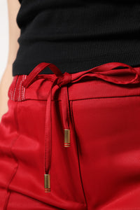 Dolce & Gabbana Red Viscose Straight Fit Women's Pants