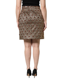 Dolce & Gabbana Brown Polyester Brocade A-line Mini Women's Skirt