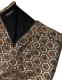 Dolce & Gabbana Brown Polyester Brocade A-line Mini Women's Skirt