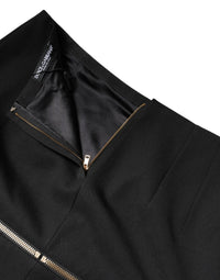Dolce & Gabbana Black Virgin Wool High Waisted Mini Women's Skirt