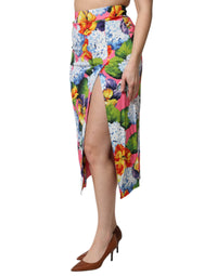 Dolce & Gabbana Multicolor Floral Print High Waist Midi Women's Skirt