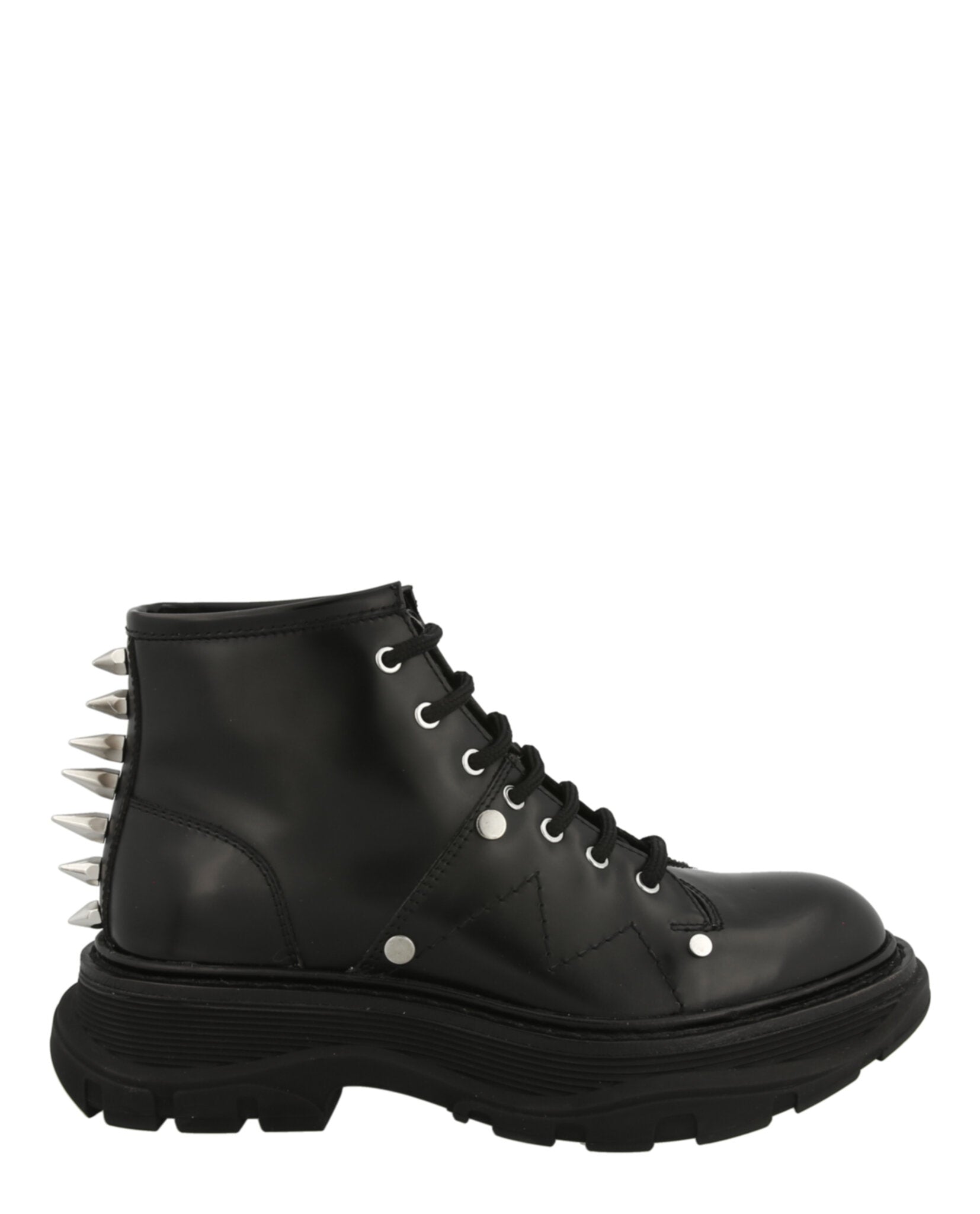 Alexander McQueen Womens Leather Ankle Combat Boots Black