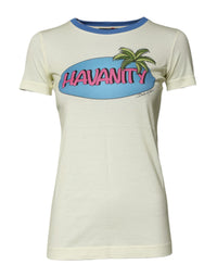 Dolce & Gabbana Light Yellow Cotton Short Sleeve Women's T-shirt