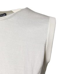 Dolce & Gabbana Cream Sleeveless Silk Round Neck Tank Women's Top