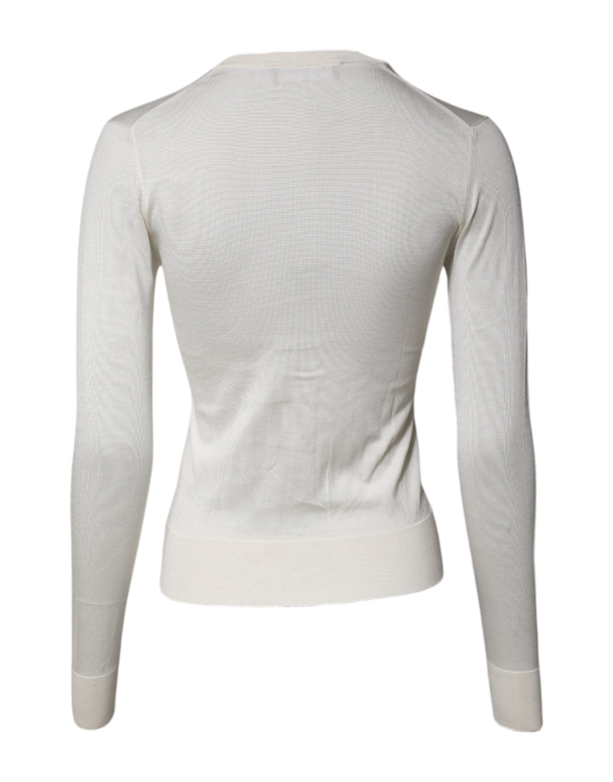 Dolce & Gabbana Cream Floral Silk Embellished Cardigan Women's Sweater