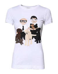 Dolce & Gabbana Dolce & Gabbana White Cotton #DGFAMILY Embroidery Women's T-shirt