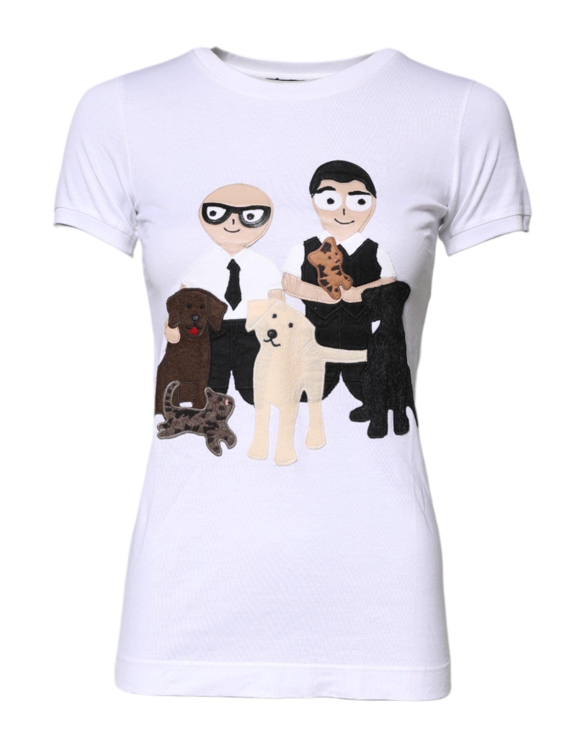 Dolce & Gabbana Dolce & Gabbana White Cotton #DGFAMILY Embroidery Women's T-shirt