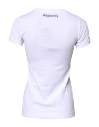 Dolce & Gabbana Dolce & Gabbana White Cotton #DGFAMILY Embroidery Women's T-shirt
