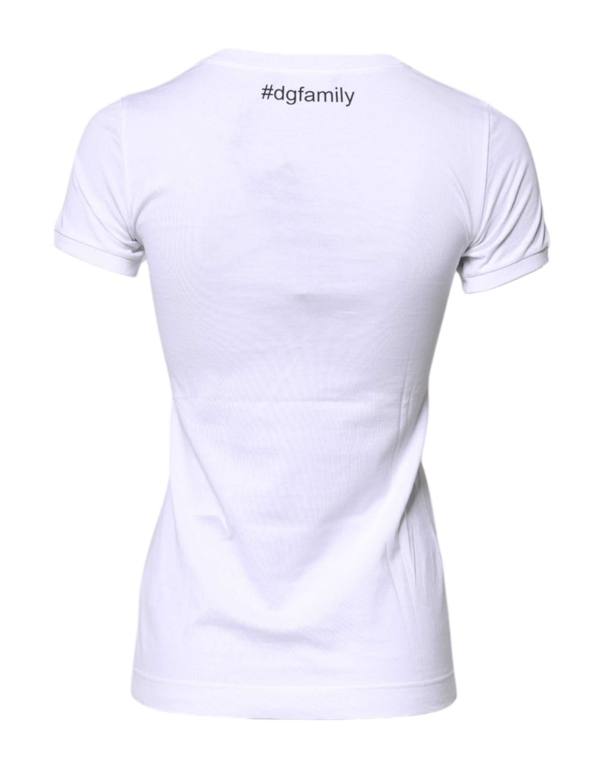 Dolce & Gabbana Dolce & Gabbana White Cotton #DGFAMILY Embroidery Women's T-shirt