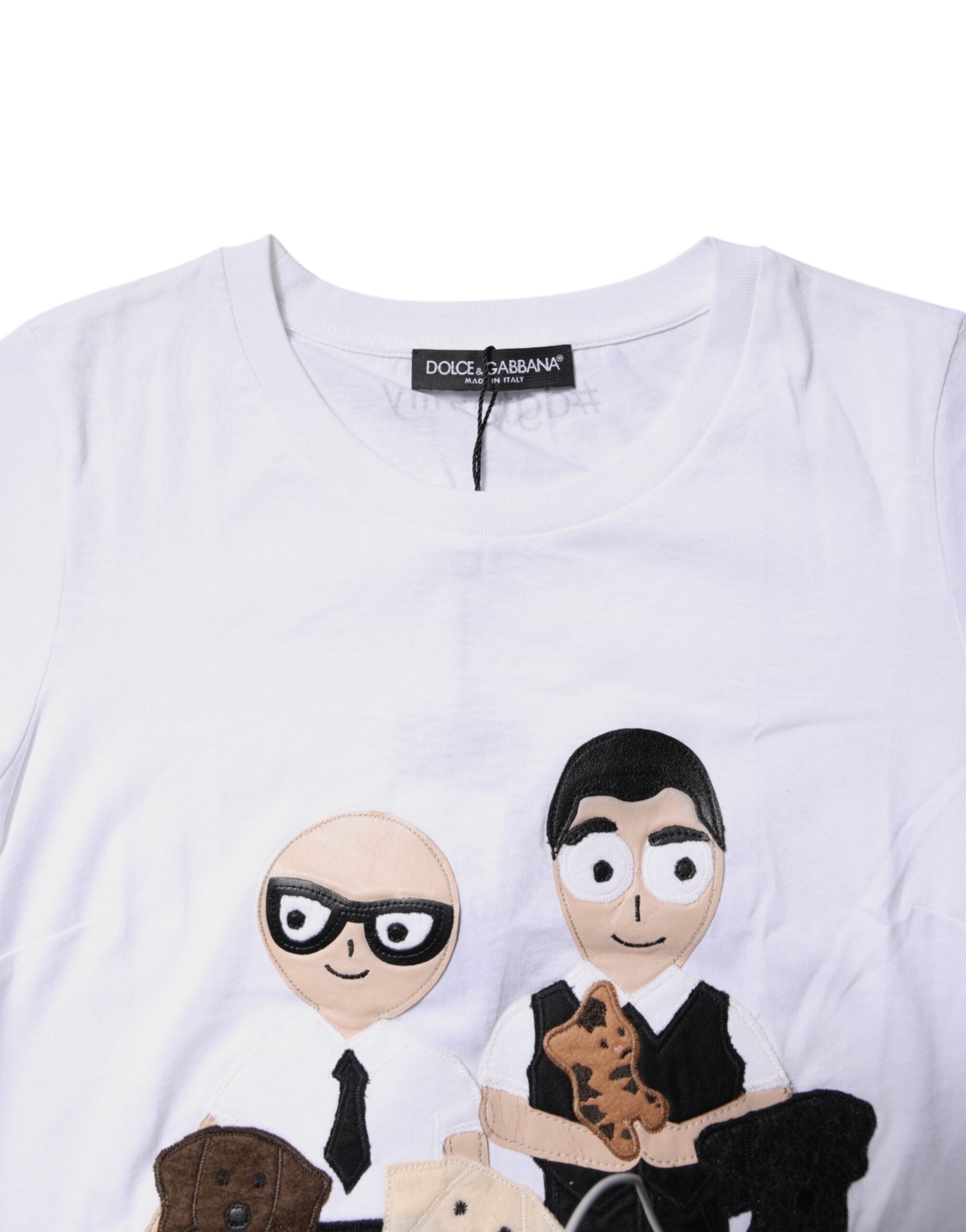 Dolce & Gabbana Dolce & Gabbana White Cotton #DGFAMILY Embroidery Women's T-shirt