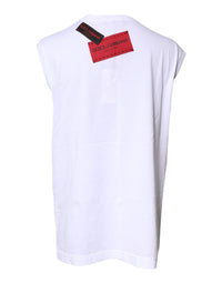 Dolce & Gabbana White Floral Graphic Print Sleeveless Tank Women's Top