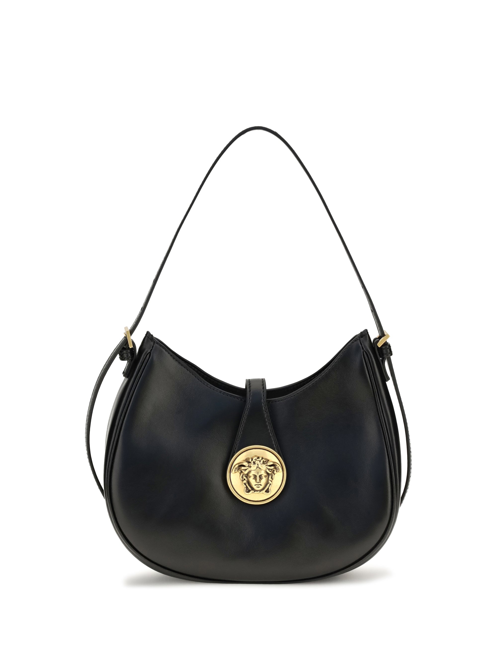 VERSACE Versace Women Small Emblème Hobo Lambskin Shoulder Bag