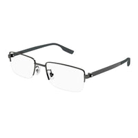 Montblanc Eyeglasses Rectangle Semi Rim, Grey Frame and Clear Demo Lens Lens MB0188O006