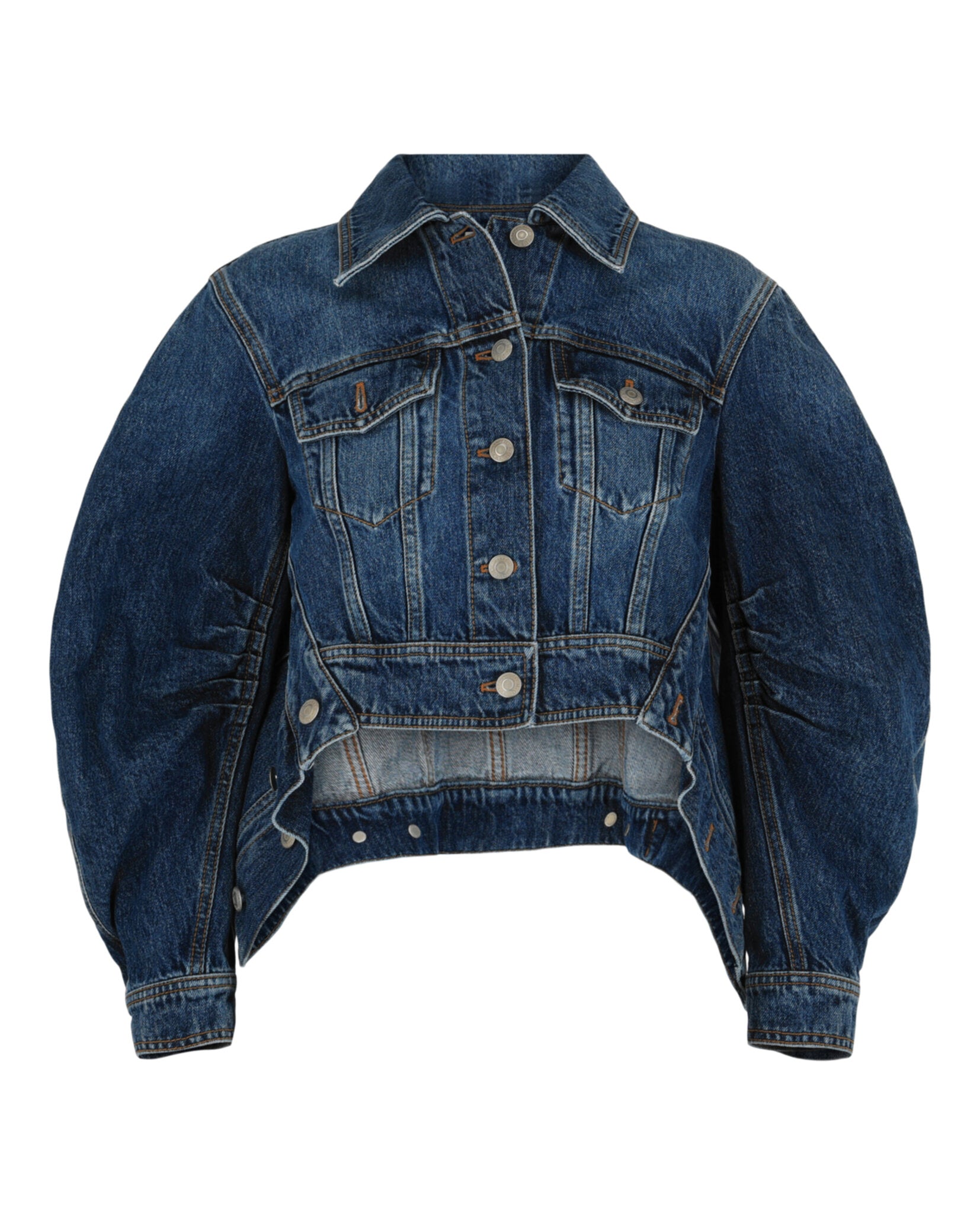Alexander McQueen Womens Cropped Cocoon Sleeve Denim Jacket